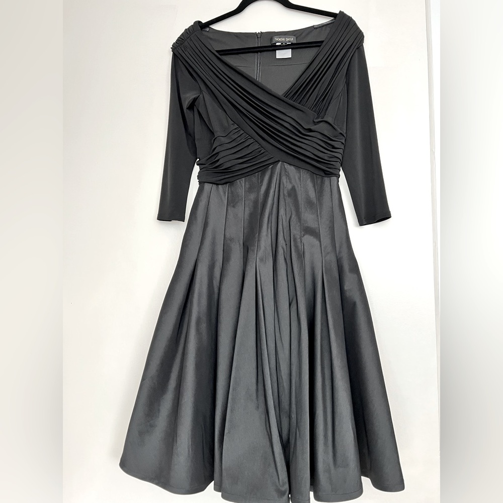 Timeless elegance. Tadashi Shouji mid-length fit and flare evening dress.